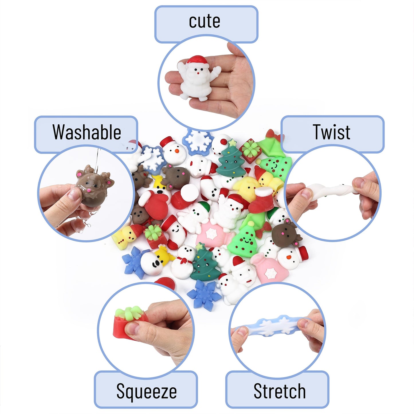 Mr. Pen Christmas Squishy Toys - 48-Piece Holiday Squishies for Kids