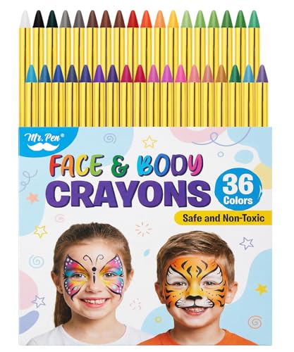 Mr. Pen Kids Face Paint Sticks – 36 Colors, Washable Face Paint Crayons