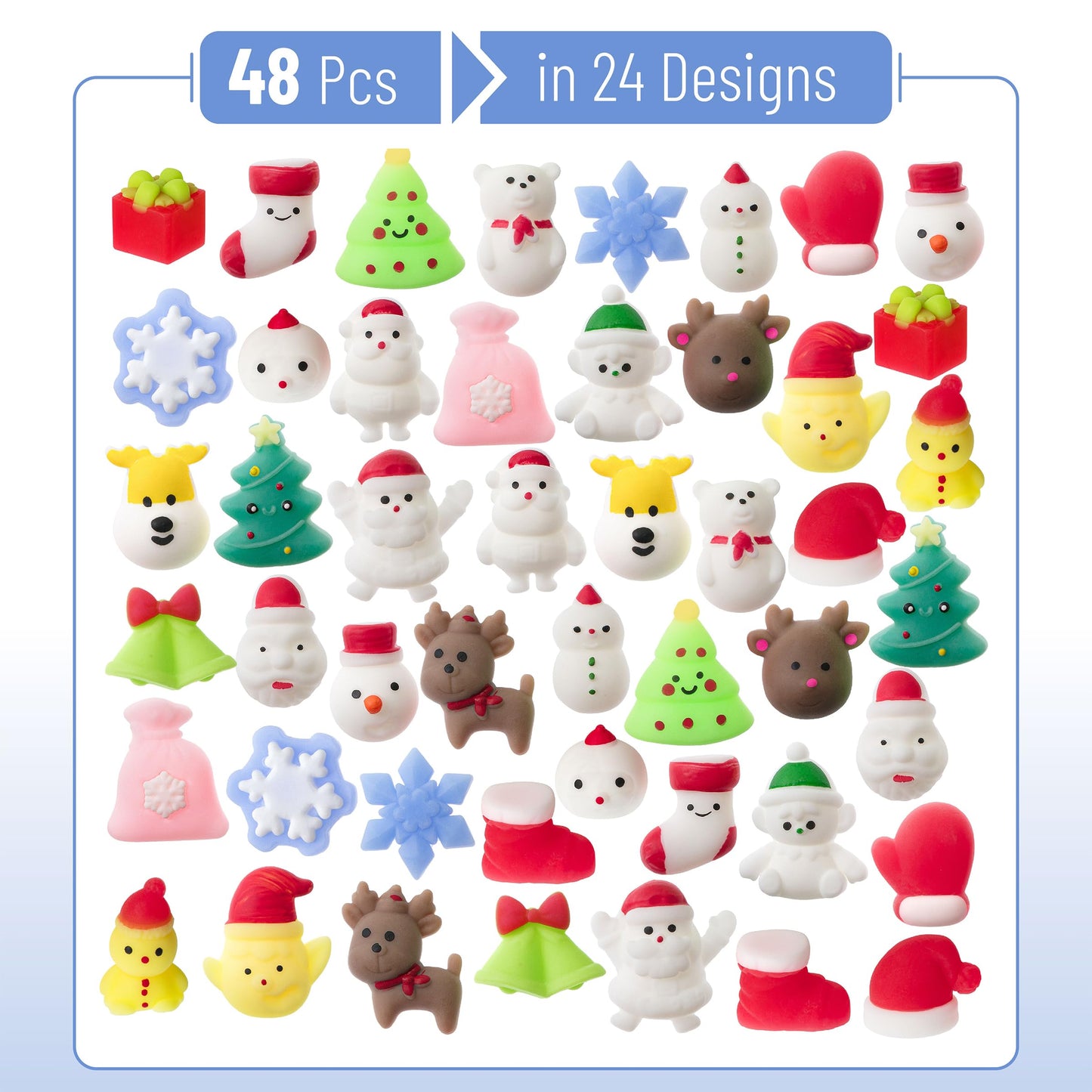 Mr. Pen Christmas Squishy Toys - 48-Piece Holiday Squishies for Kids