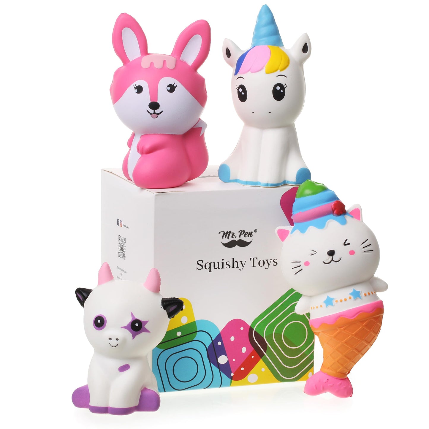 Mr. Pen Jumbo Squishies 4-Pack – Slow Rising Animal Squeeze Toys