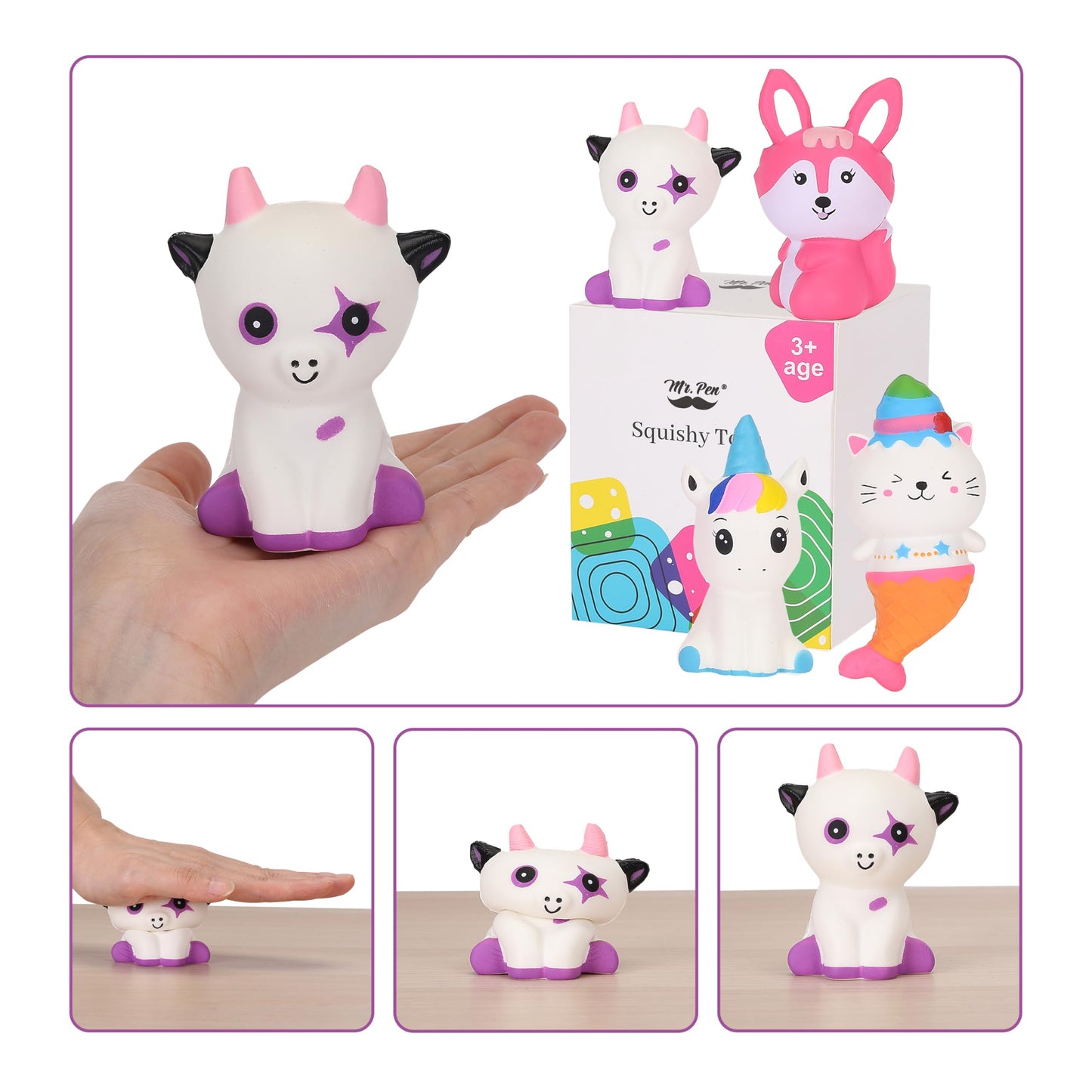 Mr. Pen Jumbo Squishies 4-Pack – Slow Rising Animal Squeeze Toys