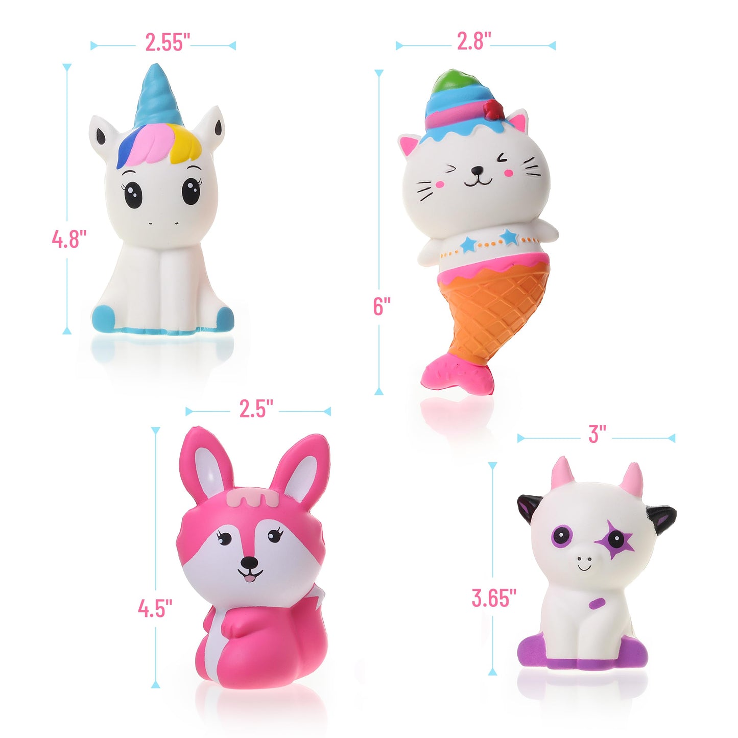 Mr. Pen Jumbo Squishies 4-Pack – Slow Rising Animal Squeeze Toys