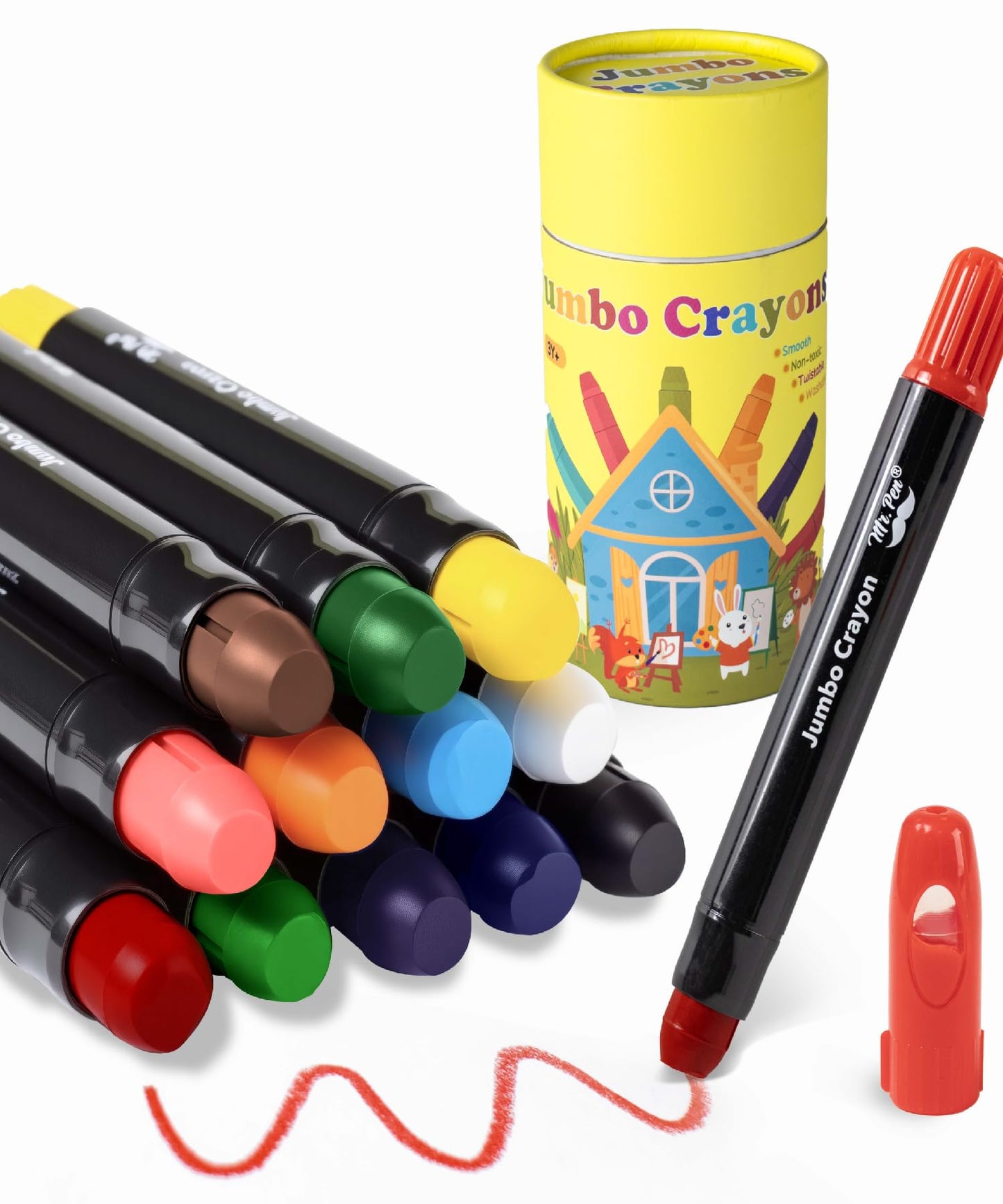 Mr. Pen Jumbo Twistable Crayons – 12 Pack, Non-Toxic & Washable Multicolor