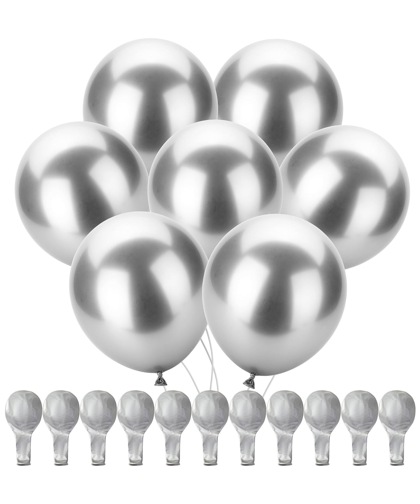 Mr. Pen Metallic Balloons - 12 Inch, 100 Pack, Silver | Party Decor
