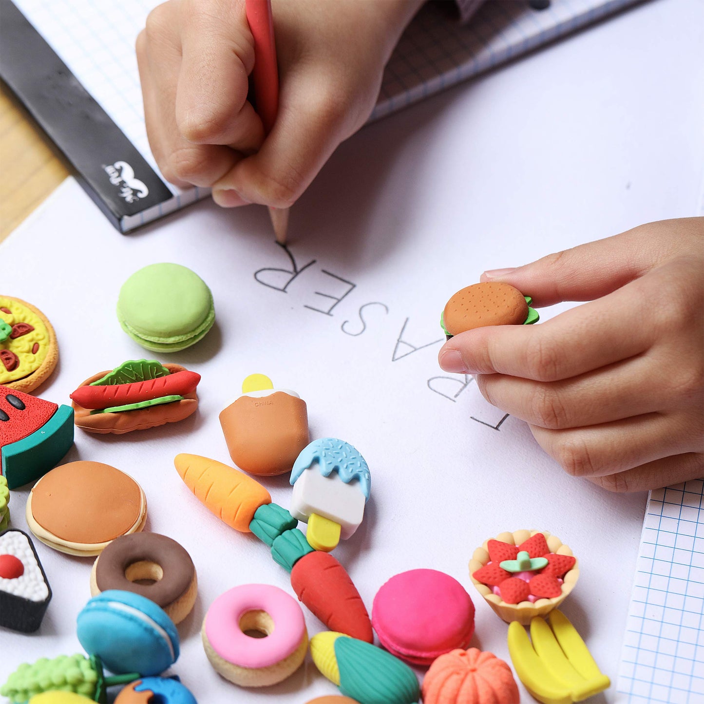 Mr. Pen Mini Food Erasers for Kids | 30-Pack 3D Erasers – Non-Toxic & No Smudge