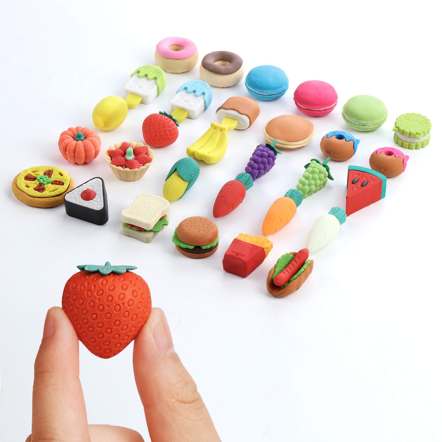Mr. Pen Mini Food Erasers for Kids | 30-Pack 3D Erasers – Non-Toxic & No Smudge
