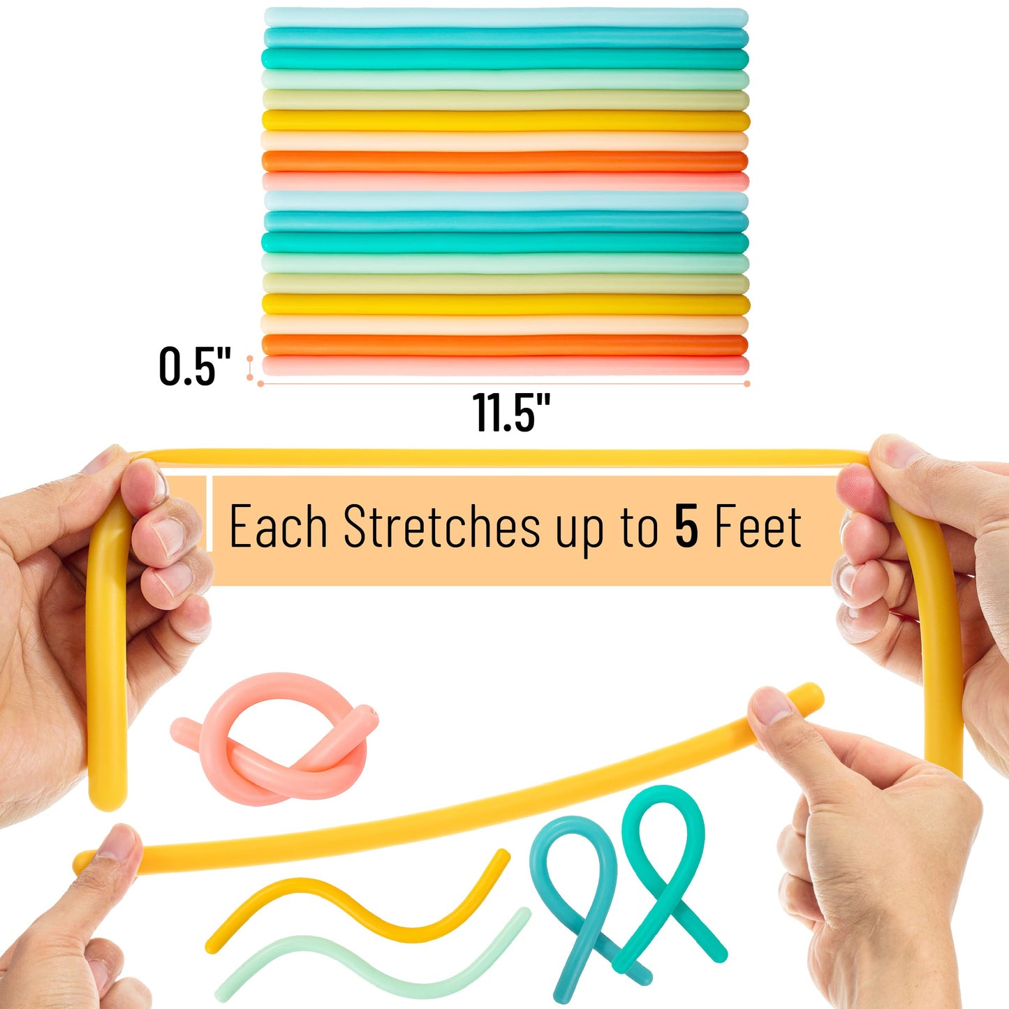 Mr. Pen Monkey Noodle Fidget Toy – 18 Pack, Colorful, Strong & Elastic