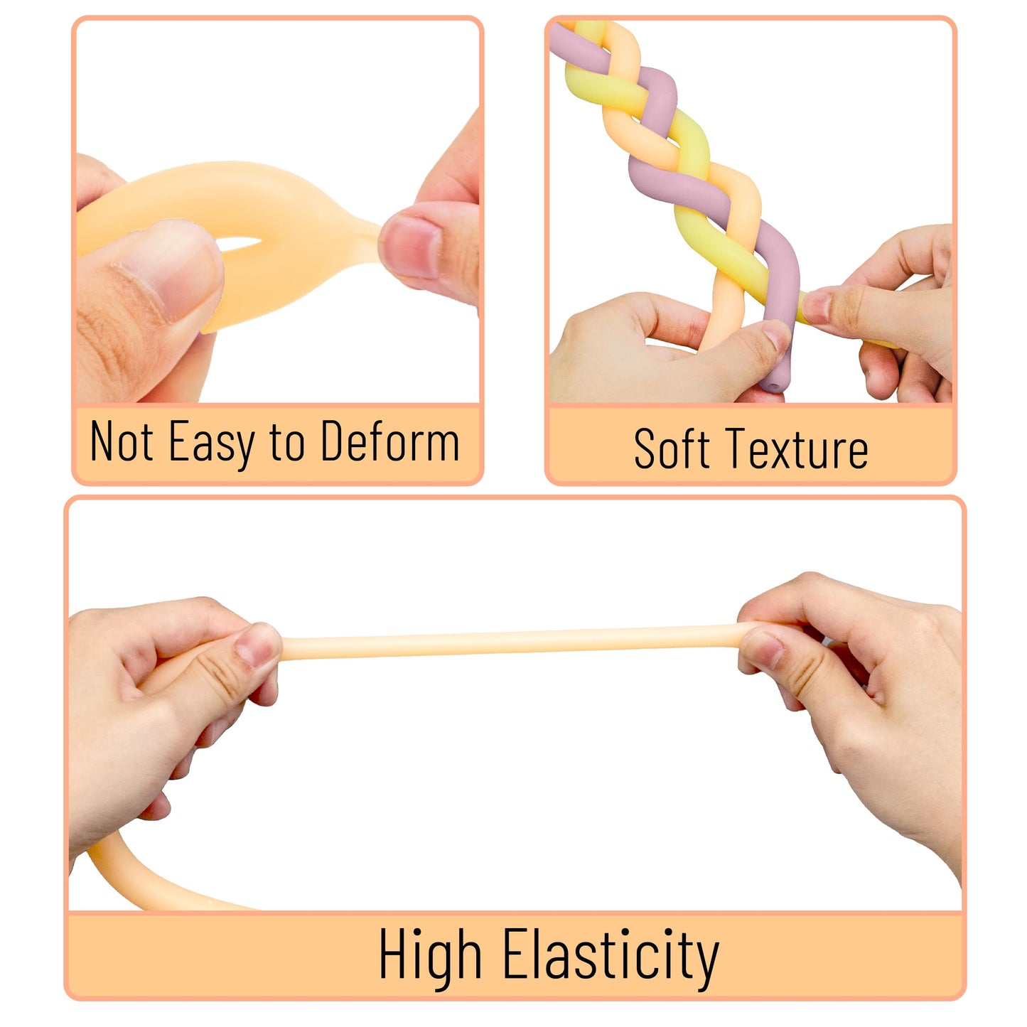 Mr. Pen Monkey Noodle Fidget Toy — 9 Pack, Pastel Colors, 5-Ft Elasticity