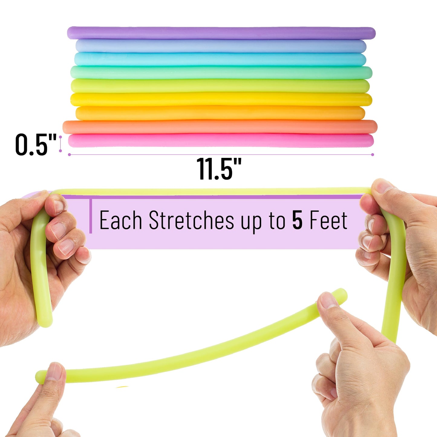 Mr. Pen Monkey Noodles Fidget Toy – 9 Pack, Marshmallow Playground Colors, Non-Toxic Silicone