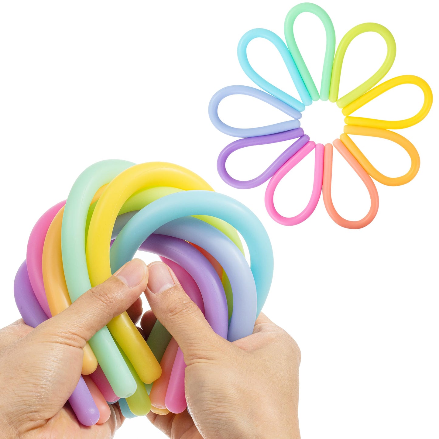 Mr. Pen Monkey Noodles Fidget Toy – 9 Pack, Marshmallow Playground Colors, Non-Toxic Silicone