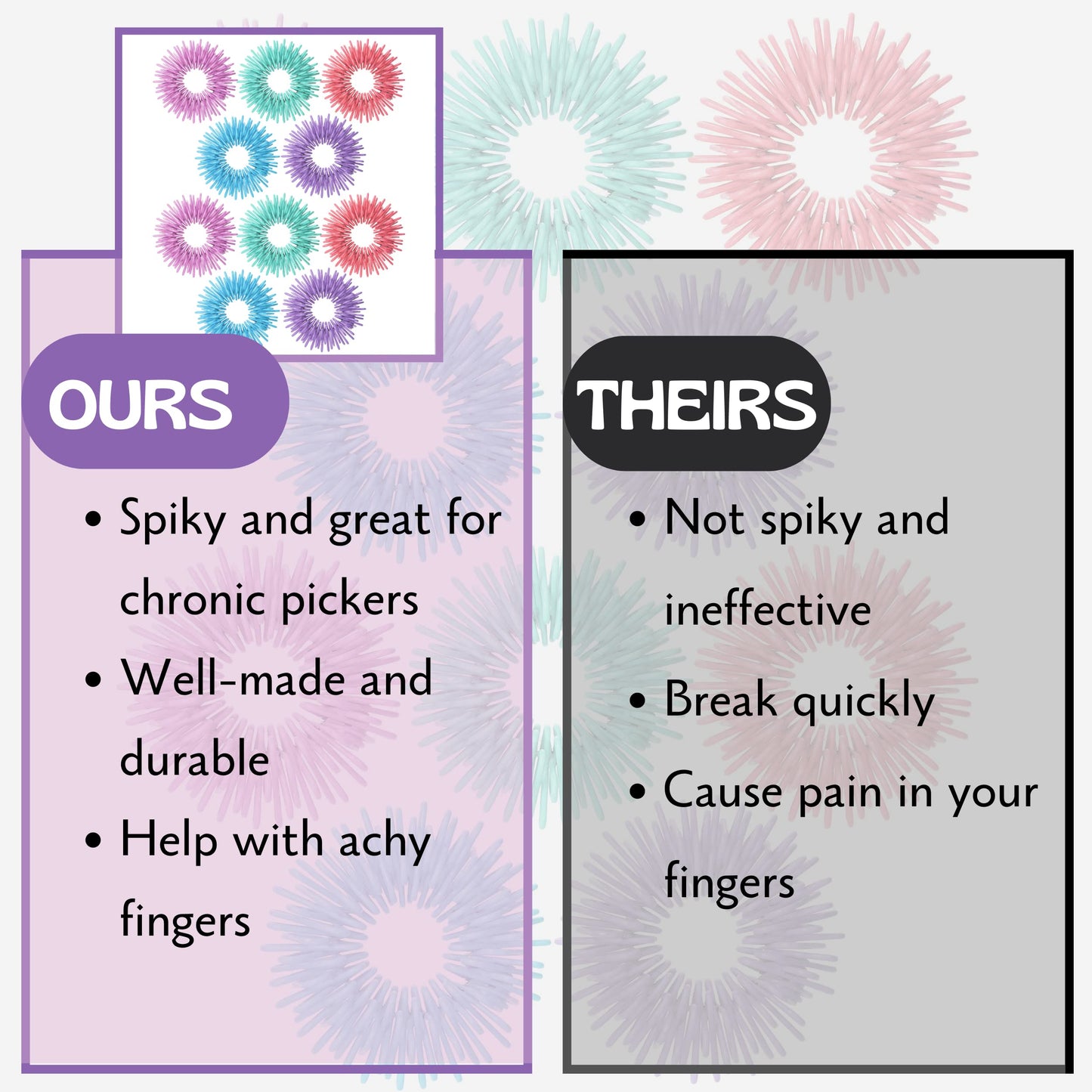 Mr. Pen Spiky Sensory Rings – 10 Pack, Pastel Colors | Fidget Rings for Focus