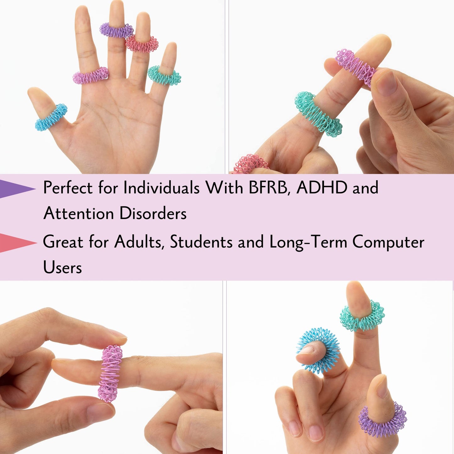Mr. Pen Spiky Sensory Rings – 10 Pack, Pastel Colors | Fidget Rings for Focus