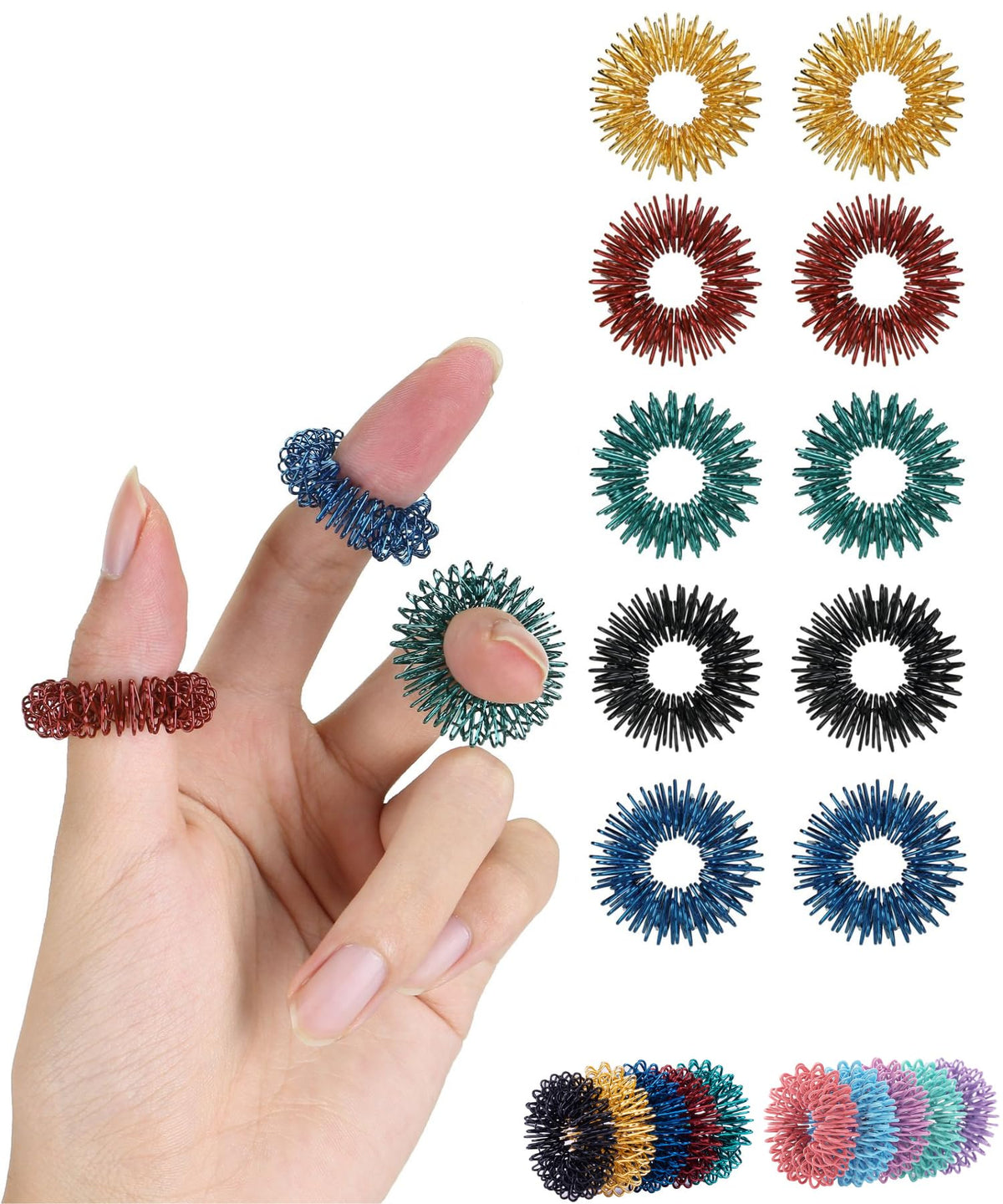 Mr. Pen Spiky Sensory Rings – 10 Pack Fidget Rings for Stress Relief & Focus