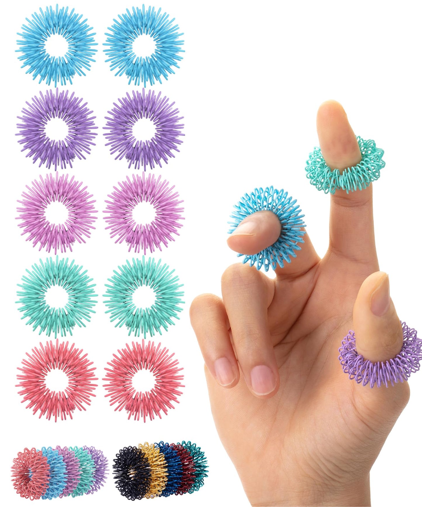 Mr. Pen Spiky Sensory Rings – 10 Pack, Pastel Colors | Fidget Rings for Focus