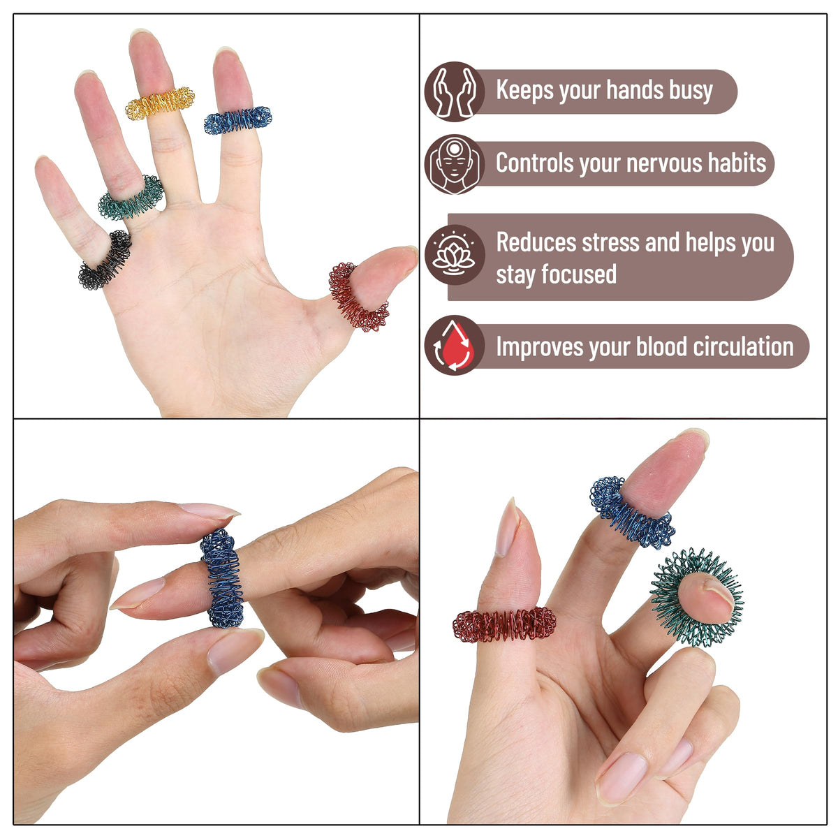 Mr. Pen Spiky Sensory Rings – 10 Pack Fidget Rings for Stress Relief & Focus
