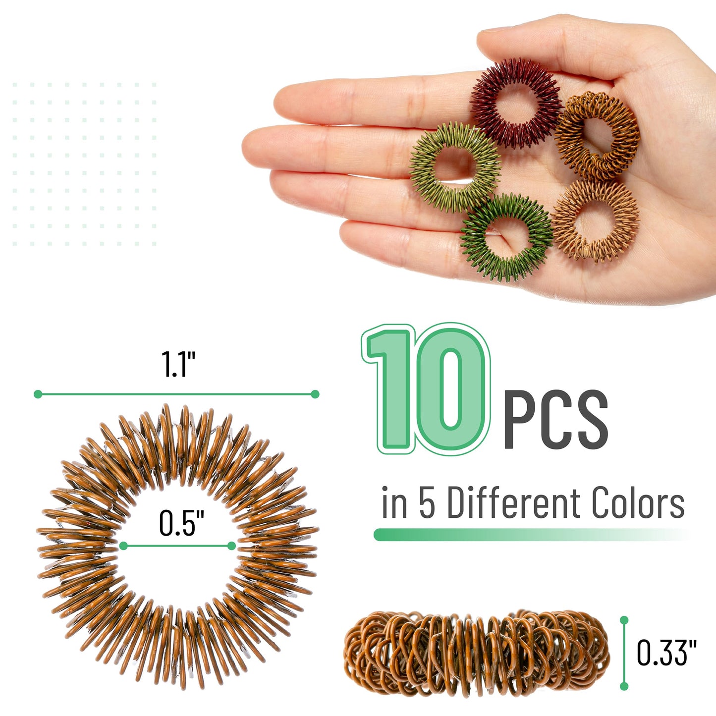 Mr. Pen Spiky Sensory Rings | 10-Pack Colorful Fidget Rings for Focus & Anxiety
