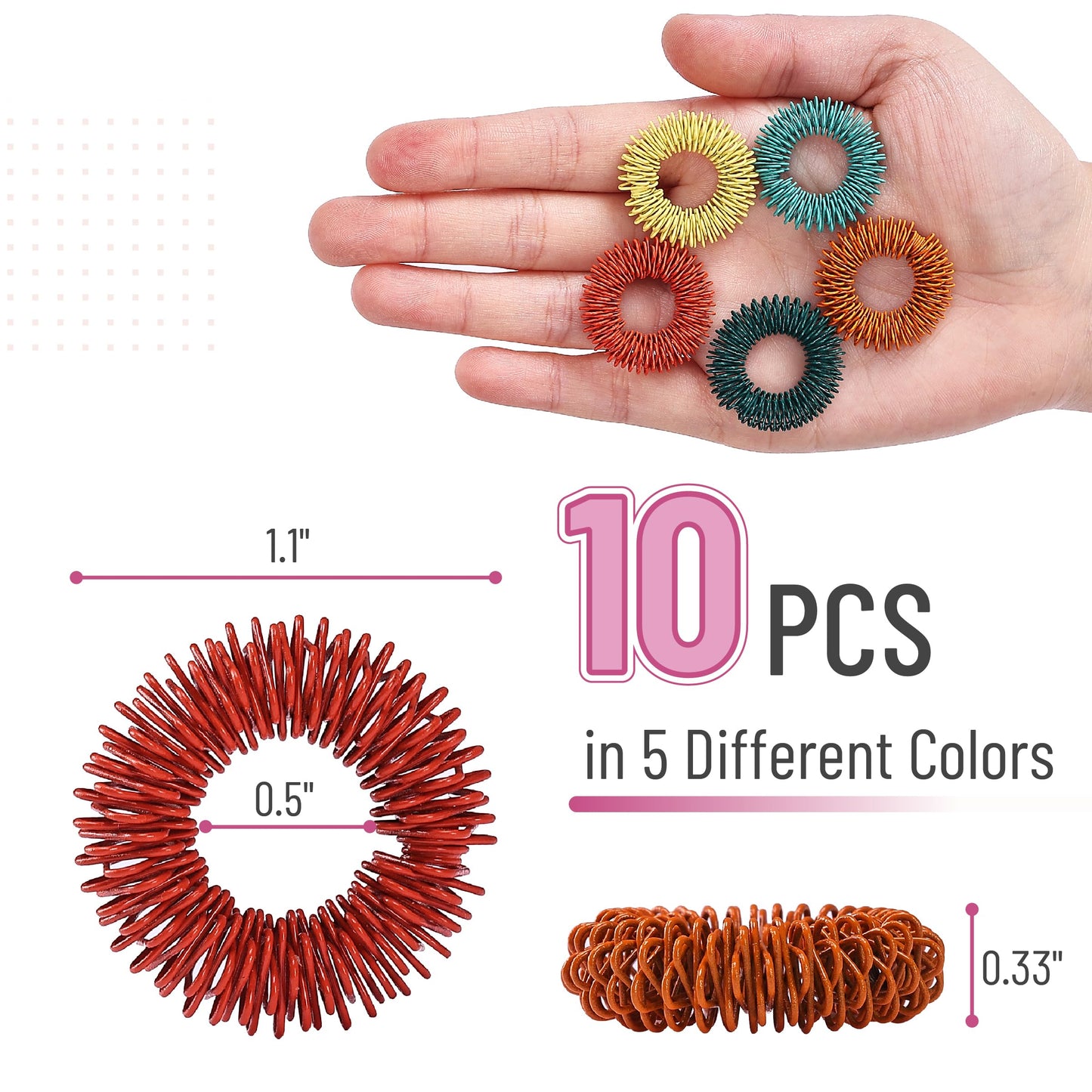 Mr. Pen Spiky Sensory Rings – 10 Pack Fidget Rings for Focus, Anxiety & Stress Relief