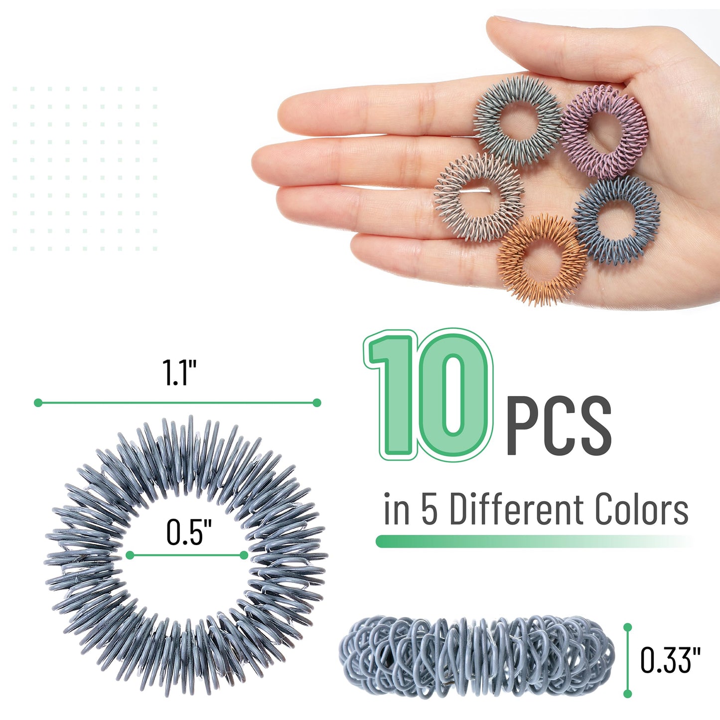 Mr. Pen Spiky Sensory Rings – 10 Pack | Colorful Fidget Toys for Focus and Anxiety