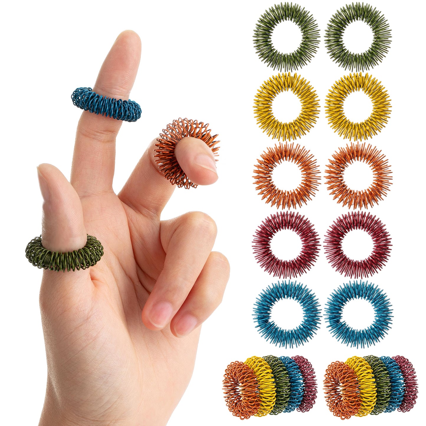 Mr. Pen Spiky Sensory Rings – 10 Pack Stainless Steel Fidget Rings for Focus