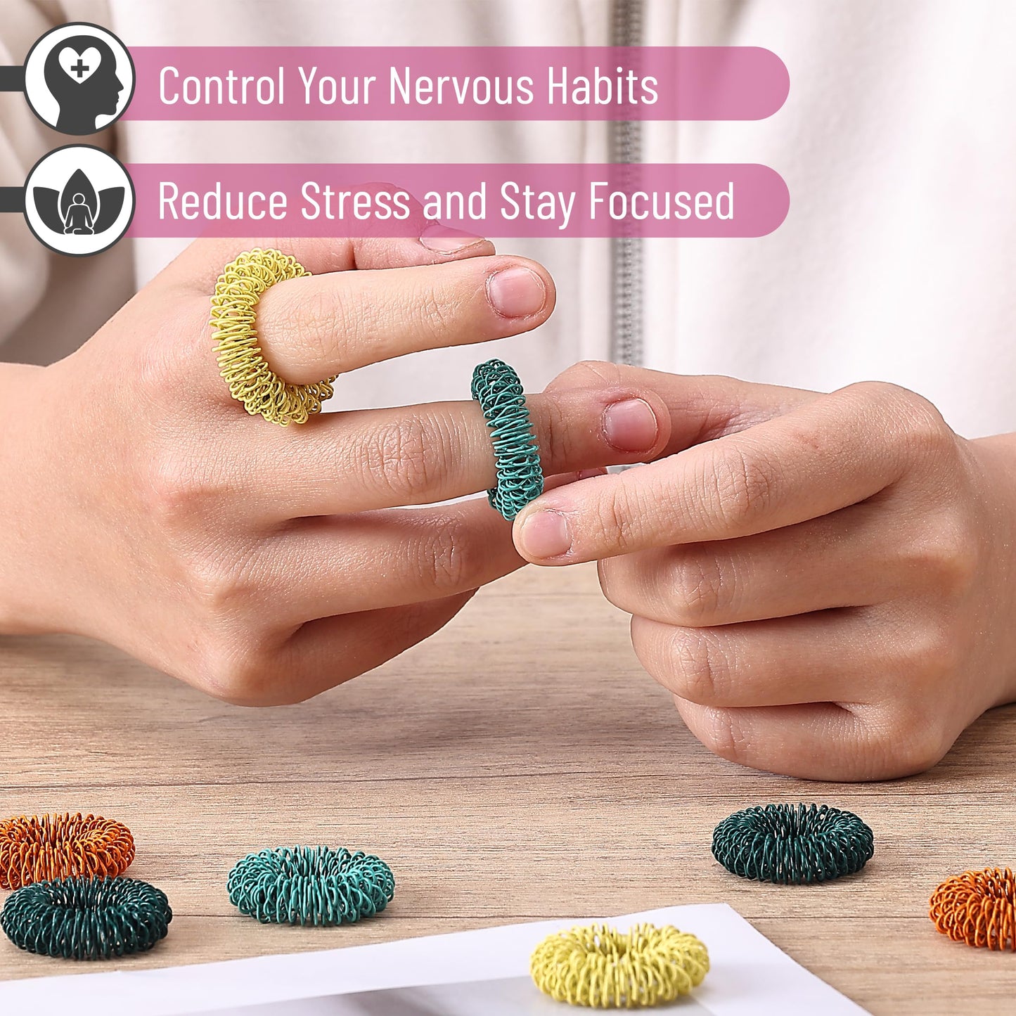 Mr. Pen Spiky Sensory Rings – 10 Pack Fidget Rings for Focus, Anxiety & Stress Relief