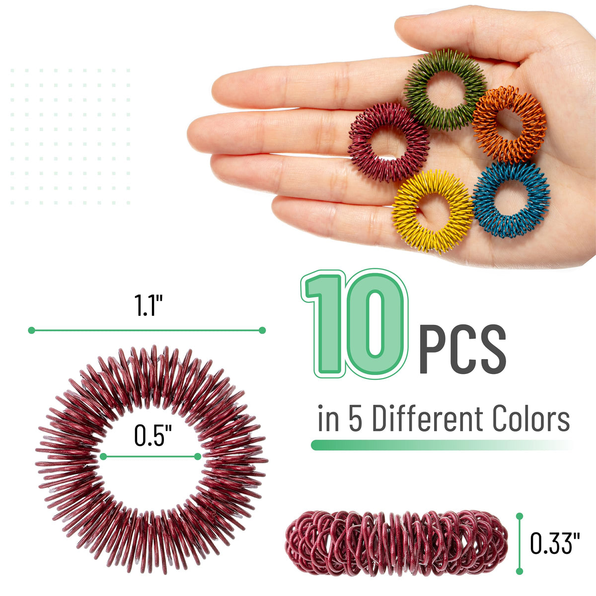 Mr. Pen Spiky Sensory Rings – 10 Pack Stainless Steel Fidget Rings for Focus