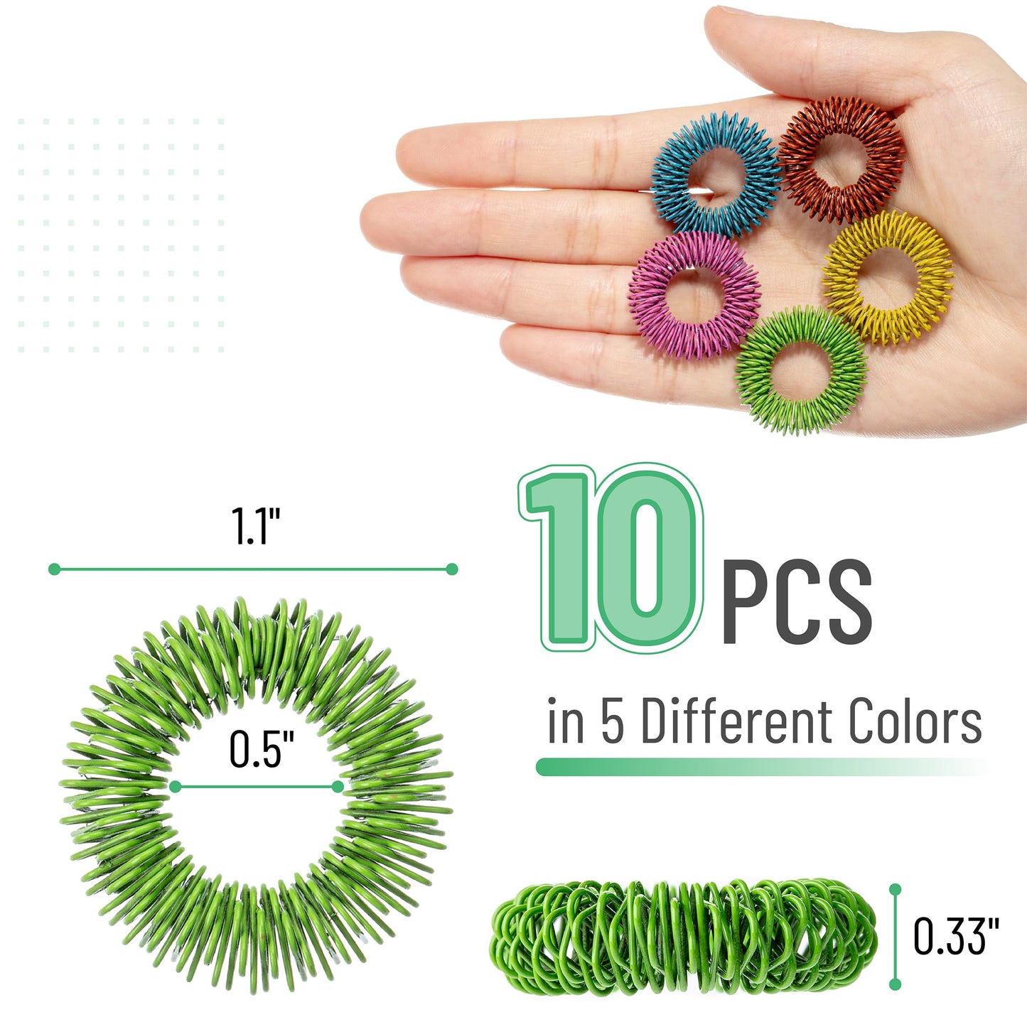 Mr. Pen Spiky Sensory Rings – 10 Pack, Vibrant Stainless Steel Fidget Rings