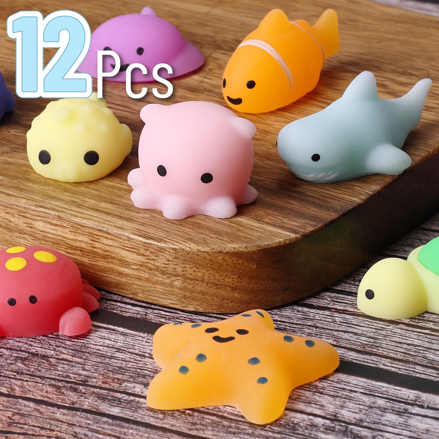Mr. Pen Squishy Toys Set — 12 Pcs Sea Creature Fidget Toys for Kids | Mini Squishies & Party Favors
