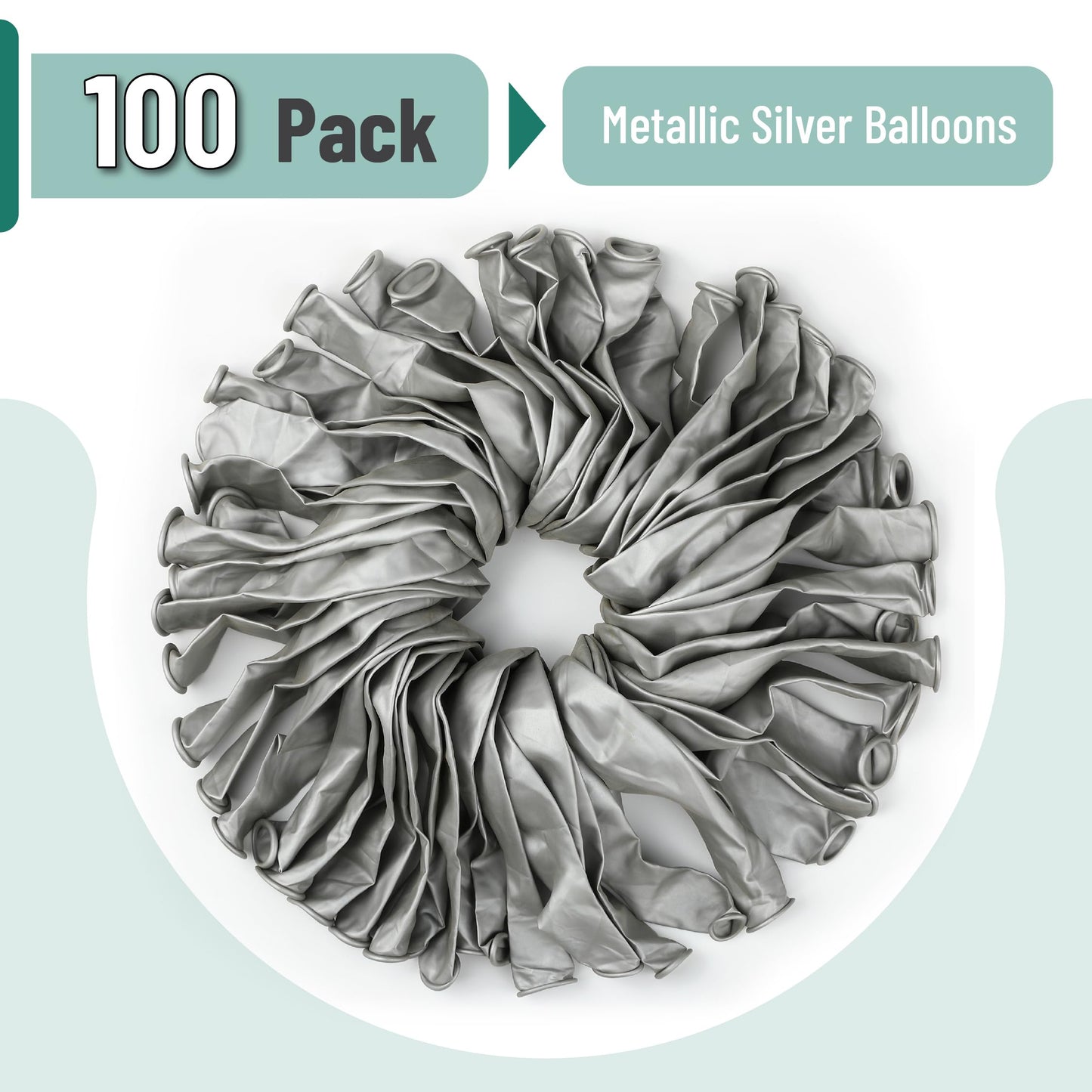 Mr. Pen Metallic Balloons - 12 Inch, 100 Pack, Silver | Party Decor