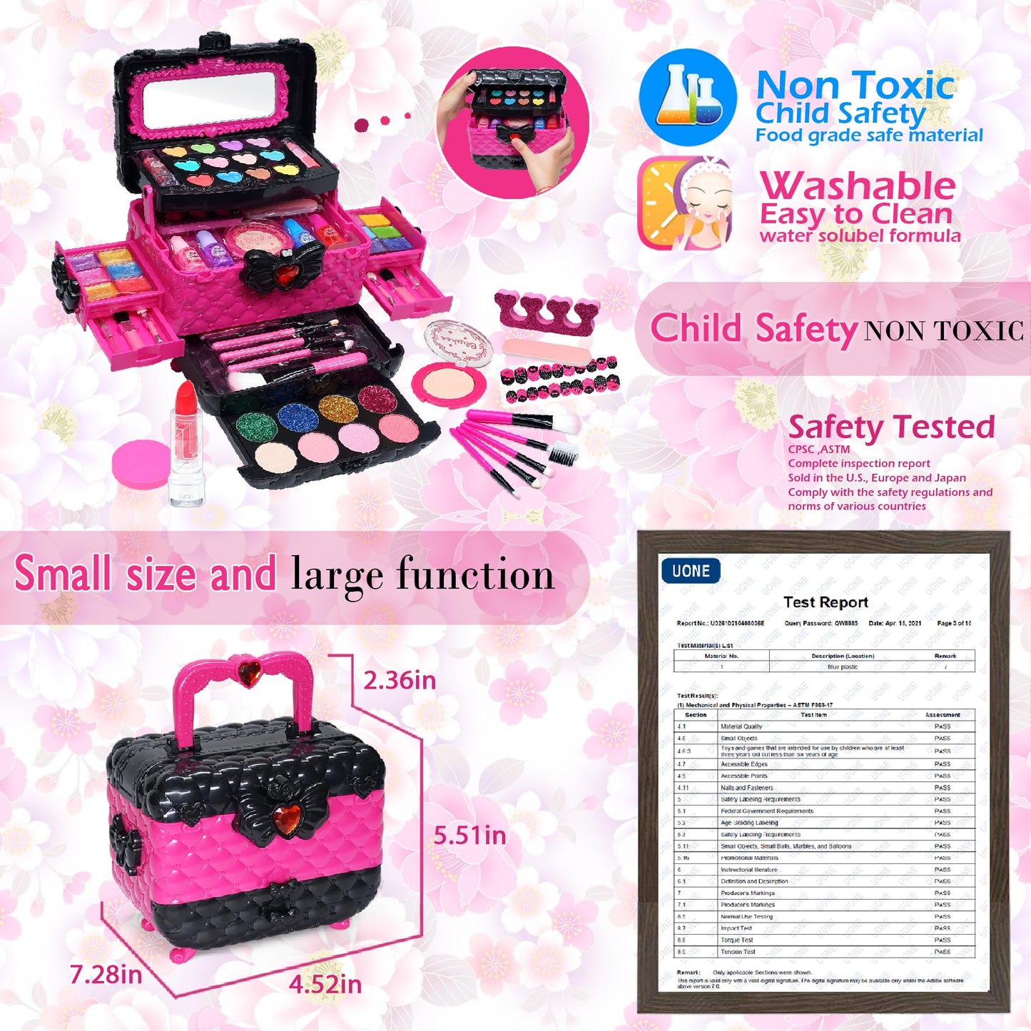 Mrabbitoo Kids Makeup Sets - Washable, Safe Play Makeup for Girls (Rose)