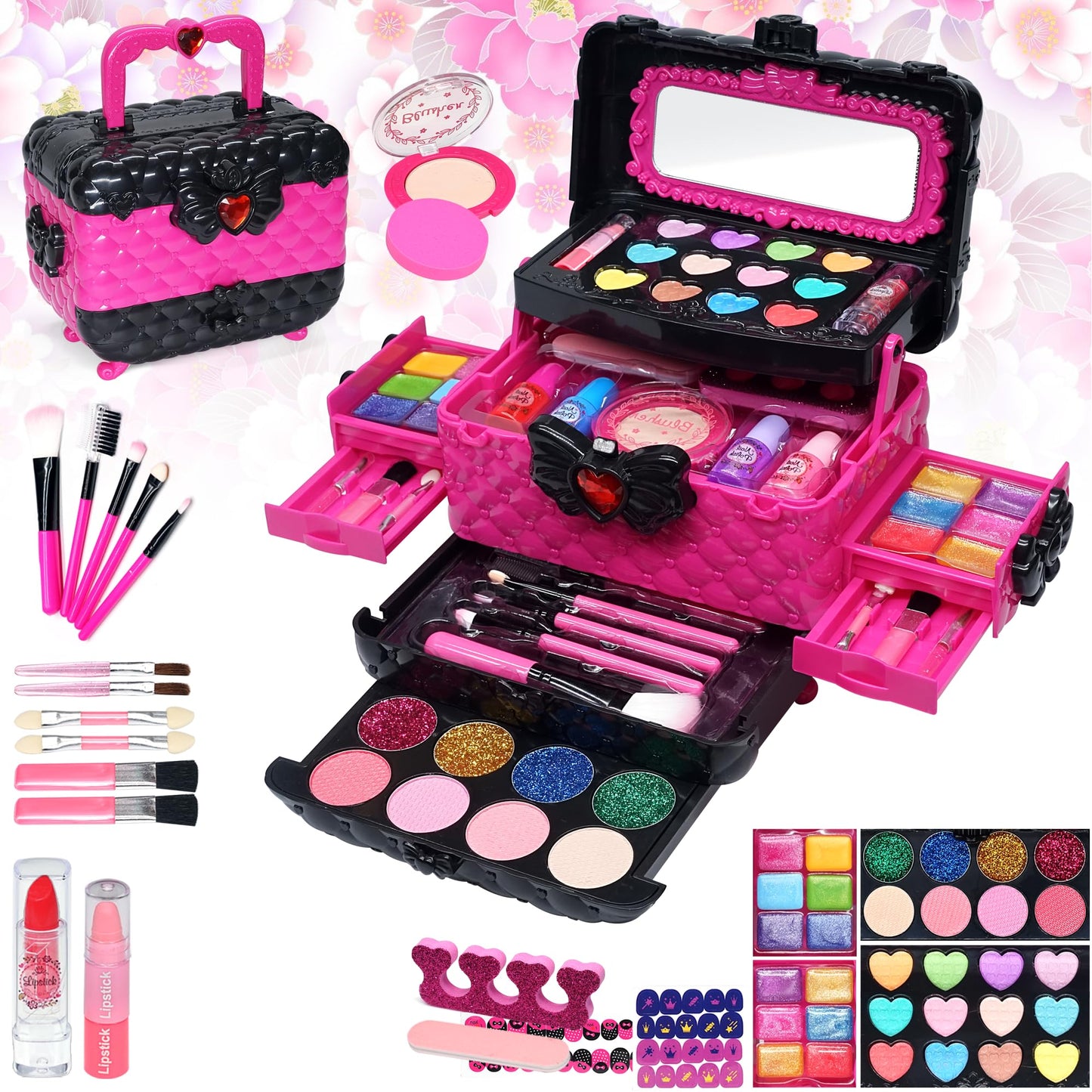 Mrabbitoo Kids Makeup Sets - Washable, Safe Play Makeup for Girls (Rose)