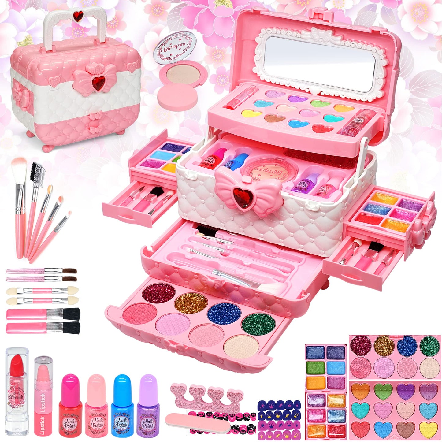 Mrabbitoo Kids Makeup Sets for Girls 3-12 | Safe, Washable Play Makeup Kit for Little Princesses