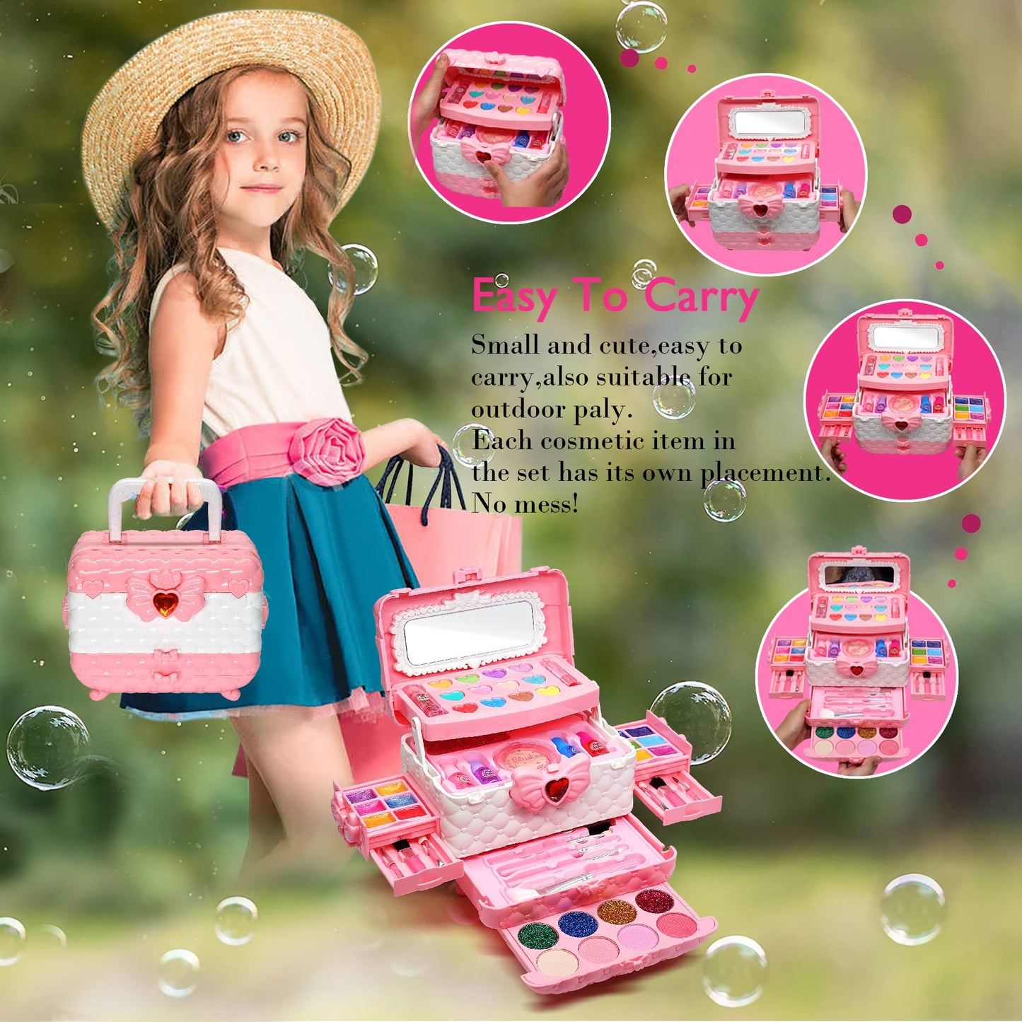Mrabbitoo Kids Makeup Sets for Girls 3-12 | Safe, Washable Play Makeup Kit for Little Princesses