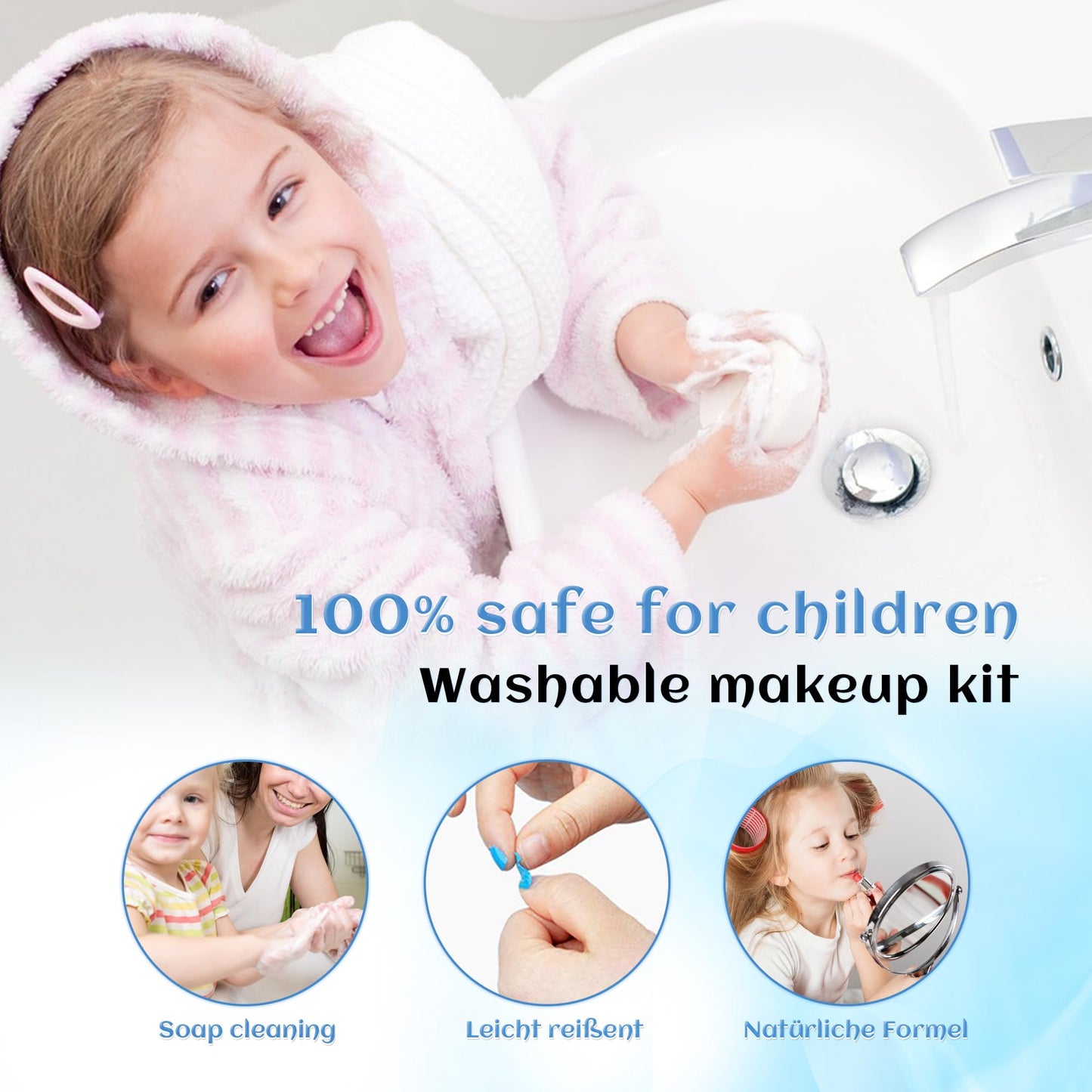 Mrabbitoo Kids Makeup Sets for Girls | 57-Piece Non-Toxic Play Make Up Kit (Ages 3-12)