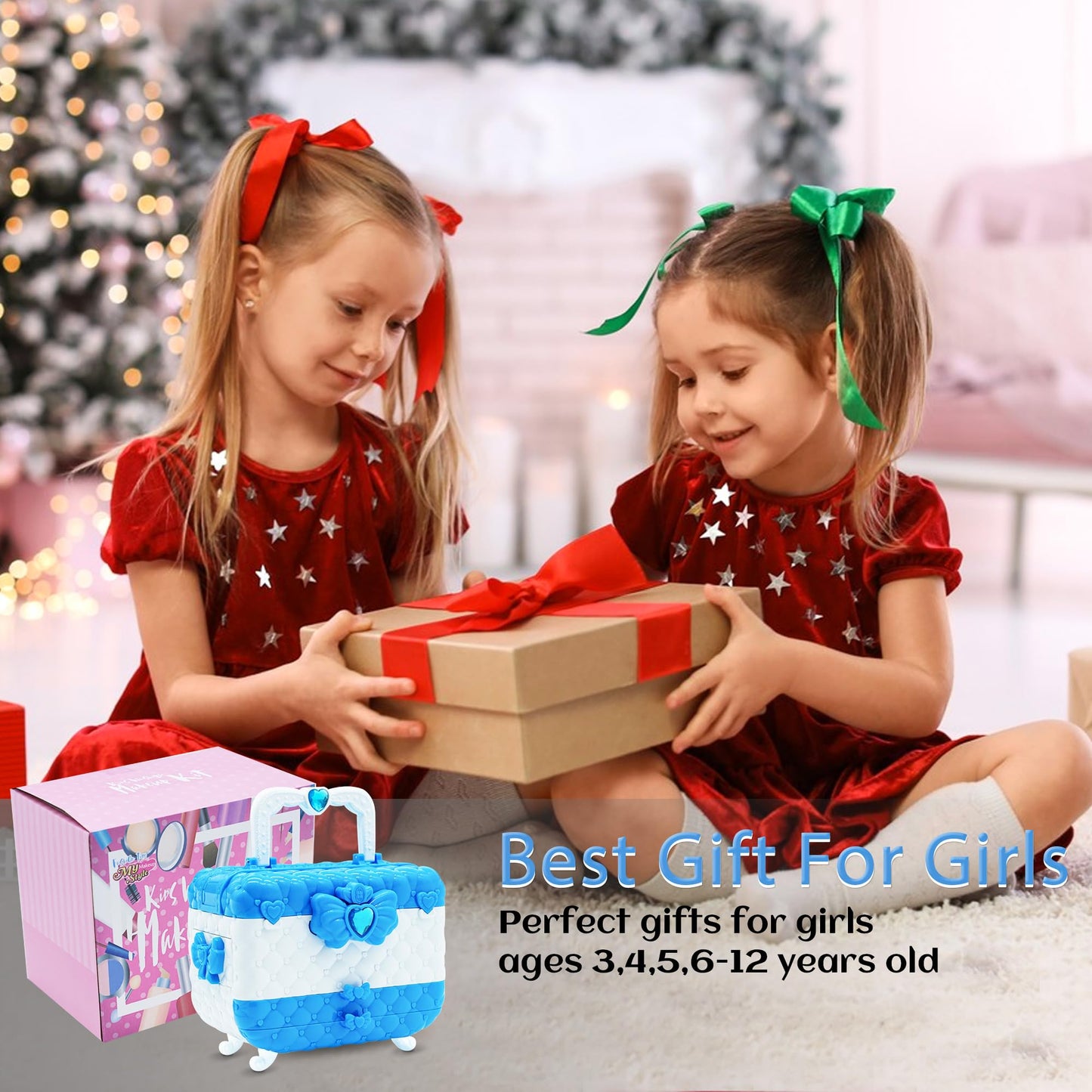 Mrabbitoo Kids Makeup Sets for Girls | 57-Piece Non-Toxic Play Make Up Kit (Ages 3-12)