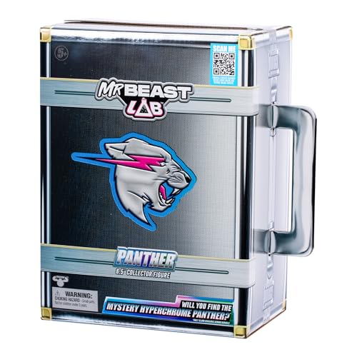 MRBEAST LAB Apex Beast Neon Panther Collector Figure – 6.5in Tall, 13 Points of Articulation, Chomping Jaw, Premium Packaging