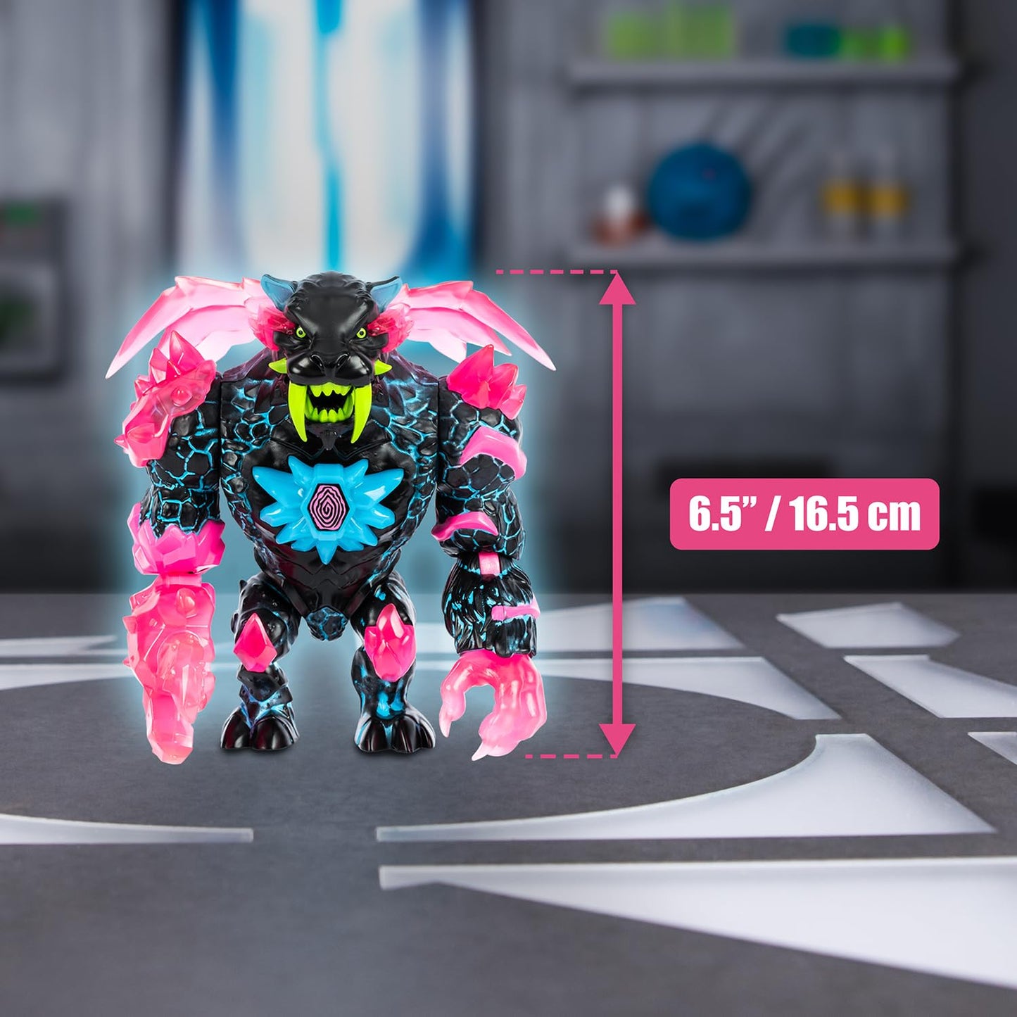 MRBEAST LAB Apex Beast Neon Panther Collector Figure – 6.5in Tall, 13 Points of Articulation, Chomping Jaw, Premium Packaging