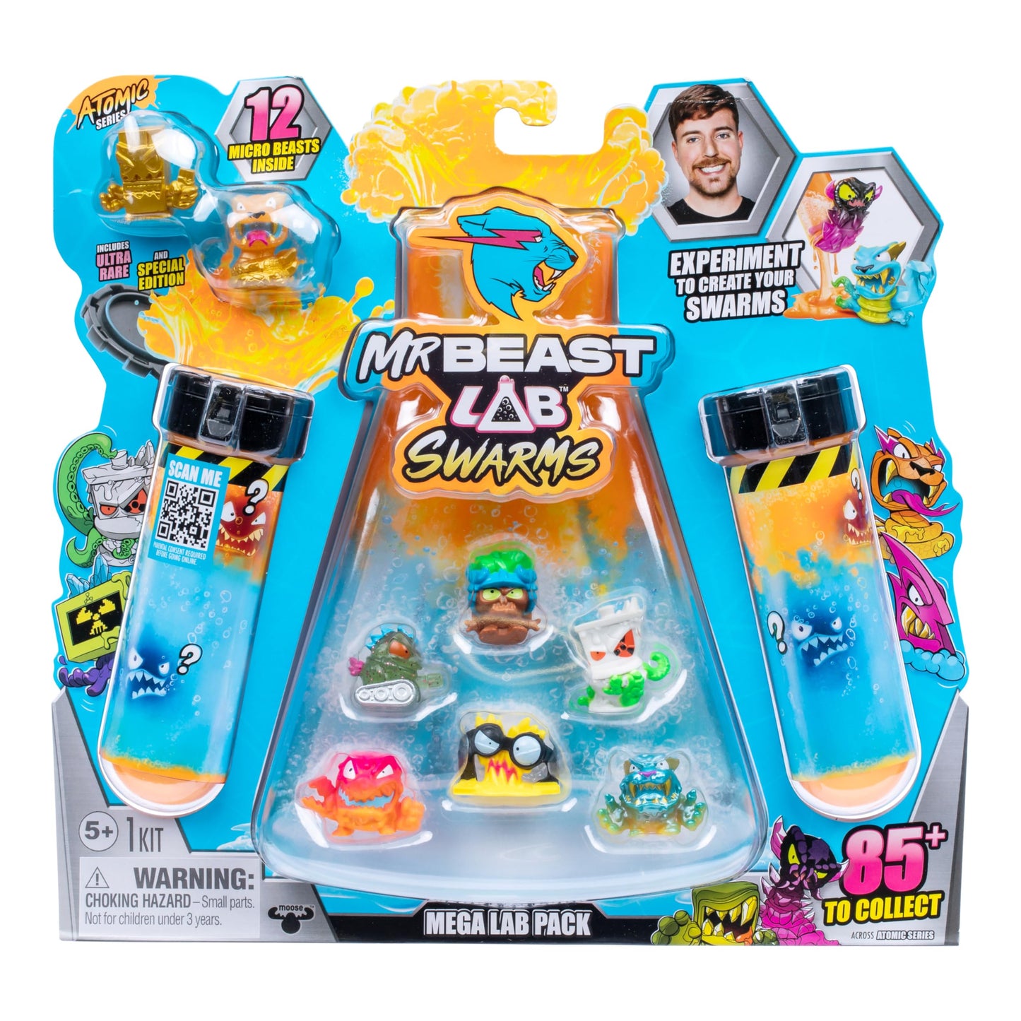 MRBEAST LAB Swarms Atomic Series 12 Pack – Python Panther Micro Beasts (1-inch) | Add Water, Shake & Reveal 4 Beasts