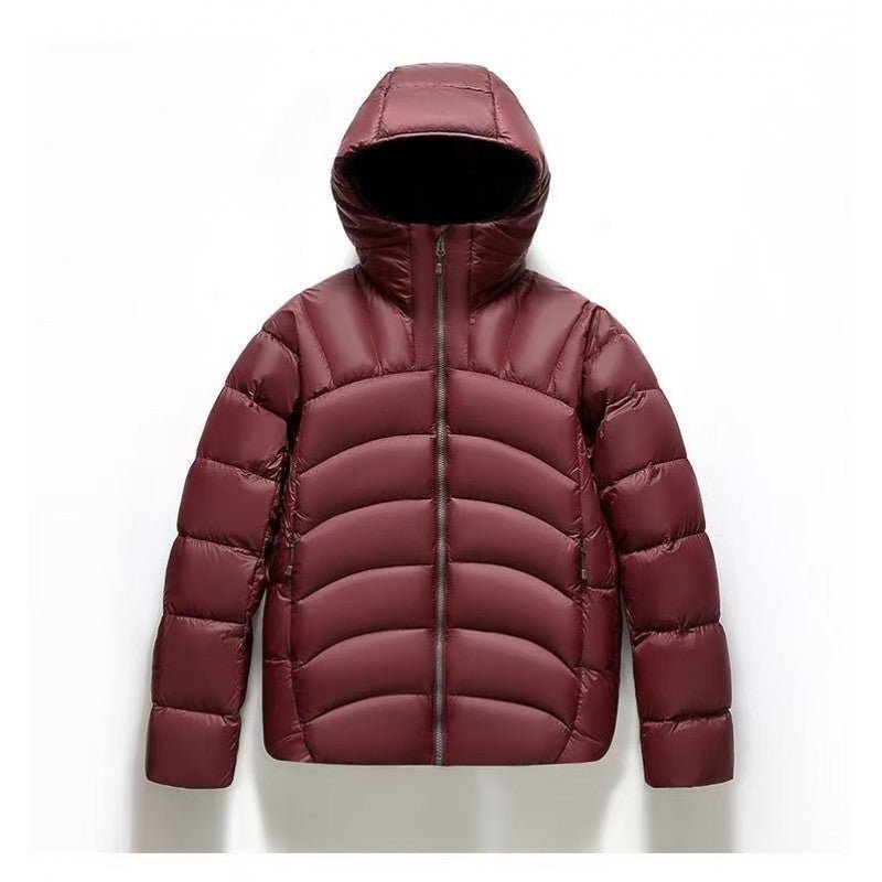 Unisex Hooded Down Jacket — Couple Style Ribbed Design