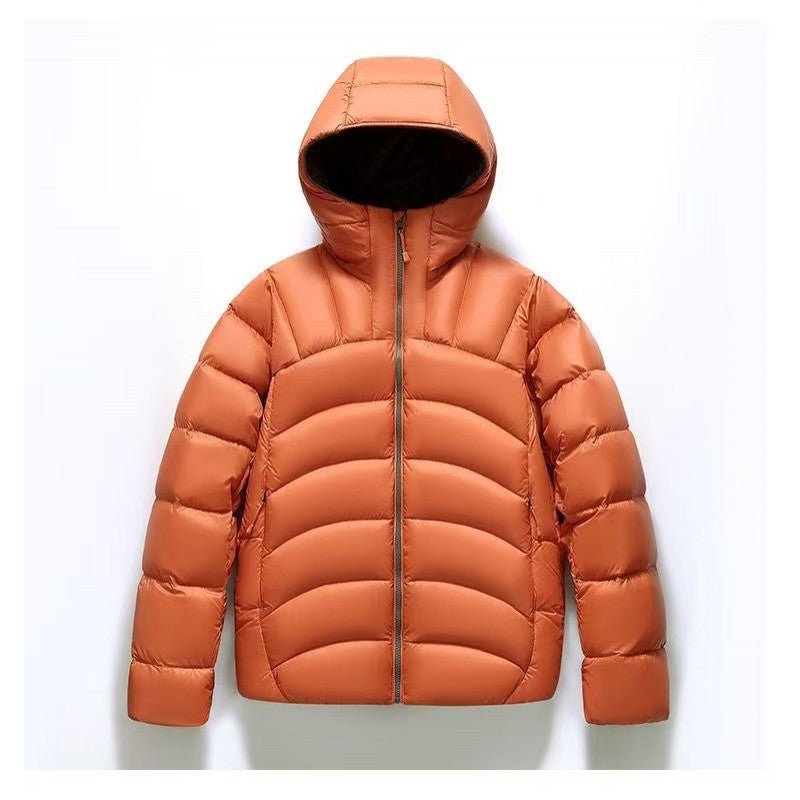 Unisex Hooded Down Jacket — Couple Style Ribbed Design