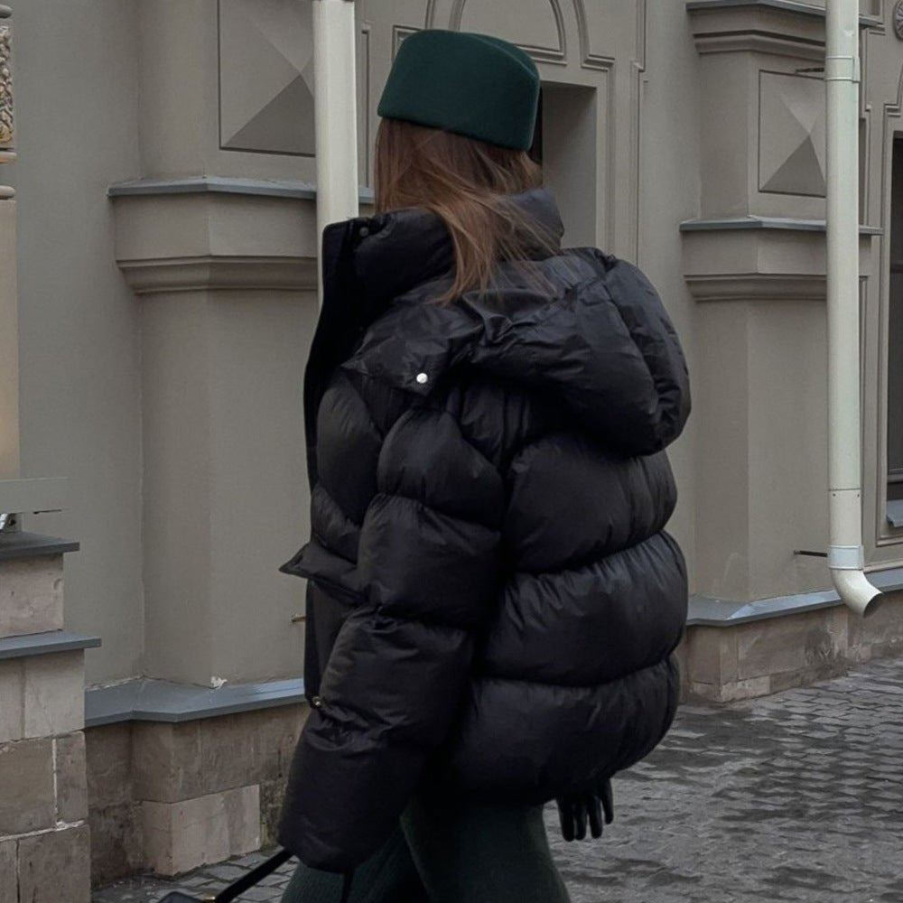 Warm Cotton-Padded Hooded Overcoat