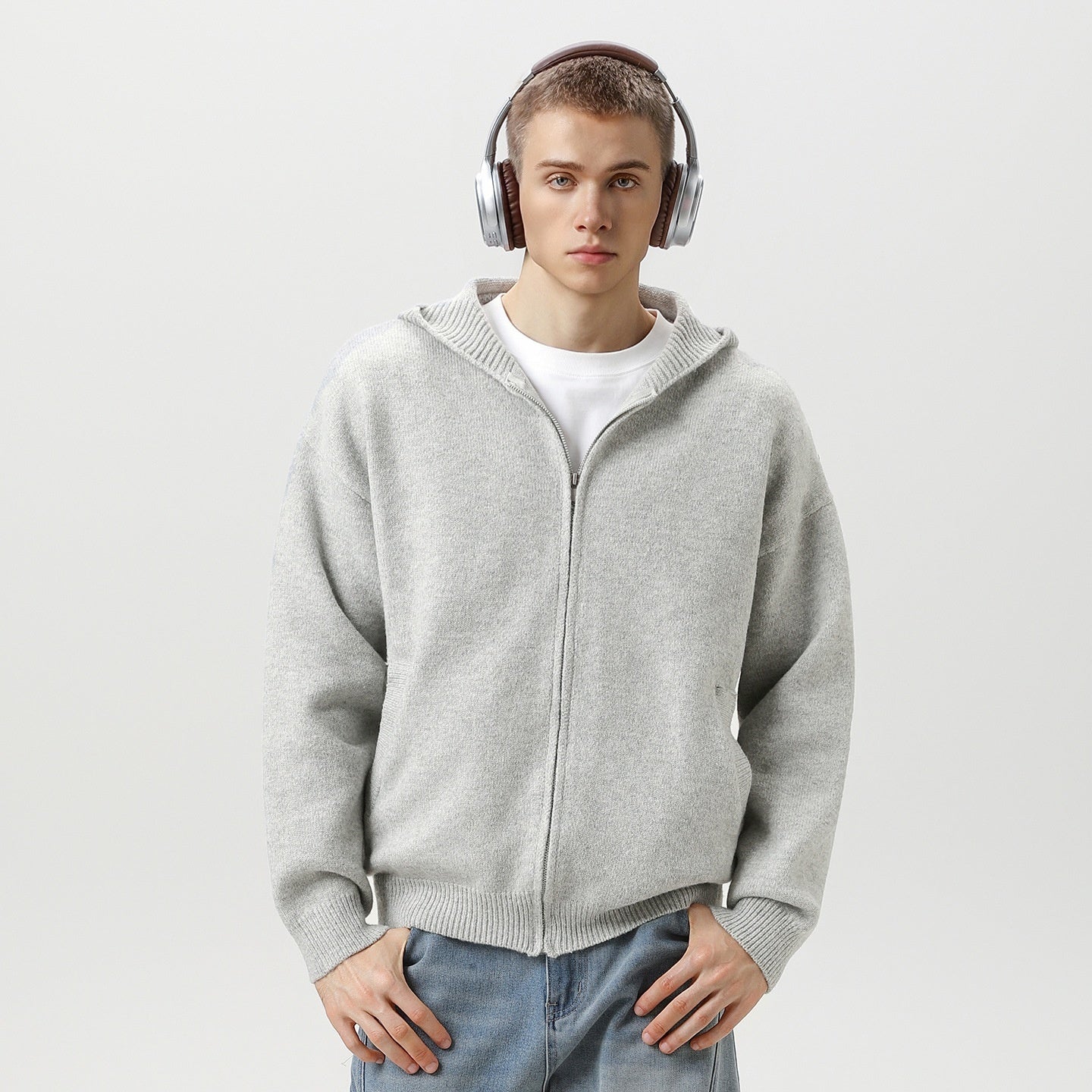 Faux Deer Velvet Retro Knit Hoodie
