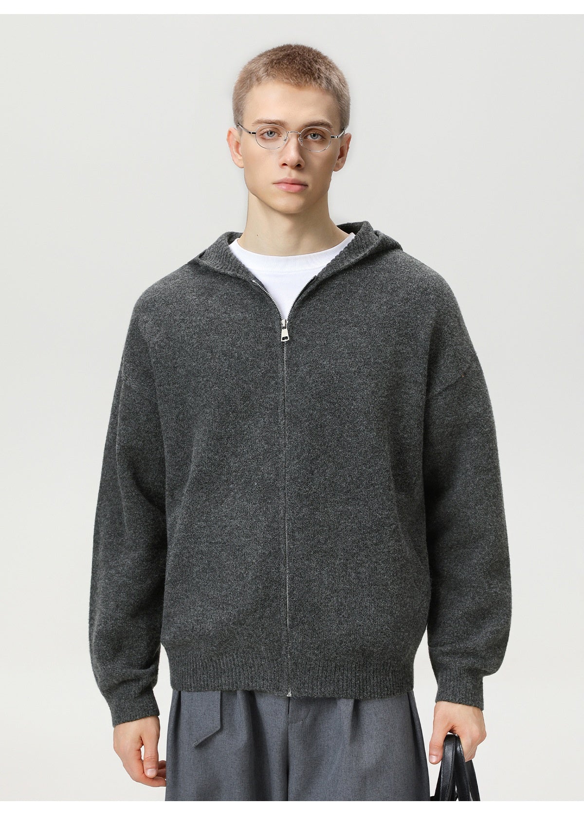 Faux Deer Velvet Retro Knit Hoodie