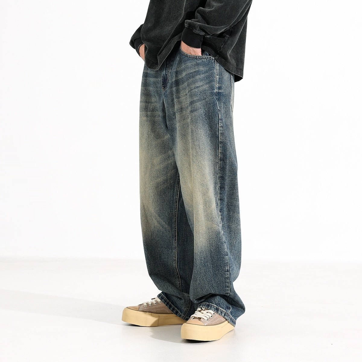 Vintage Denim Style Wide Leg Jeans