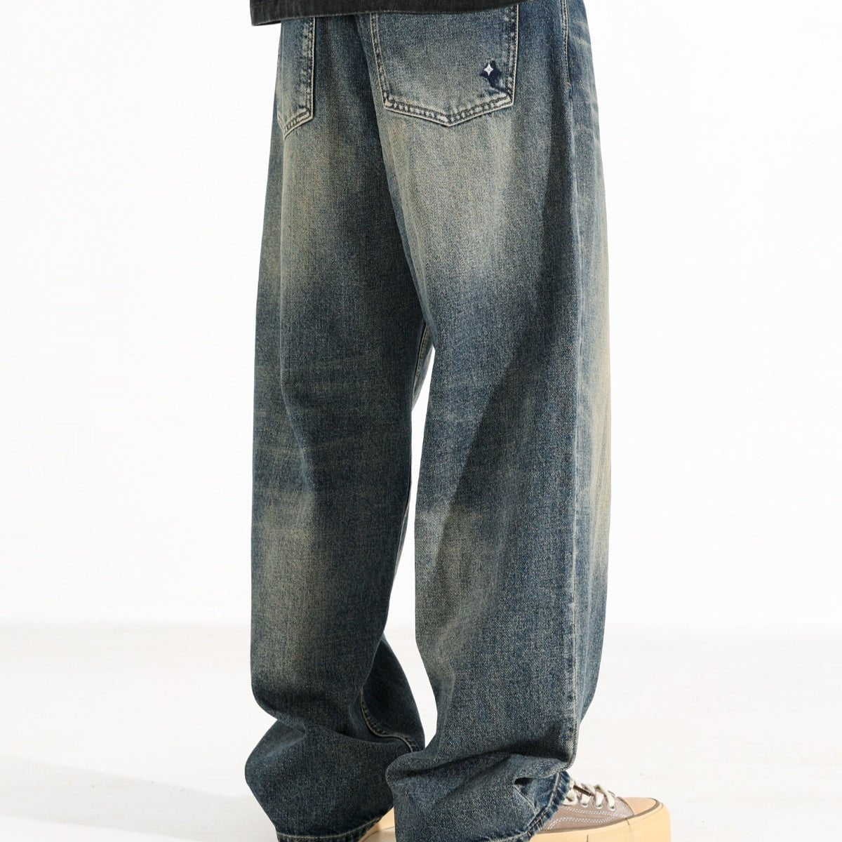 Vintage Denim Style Wide Leg Jeans