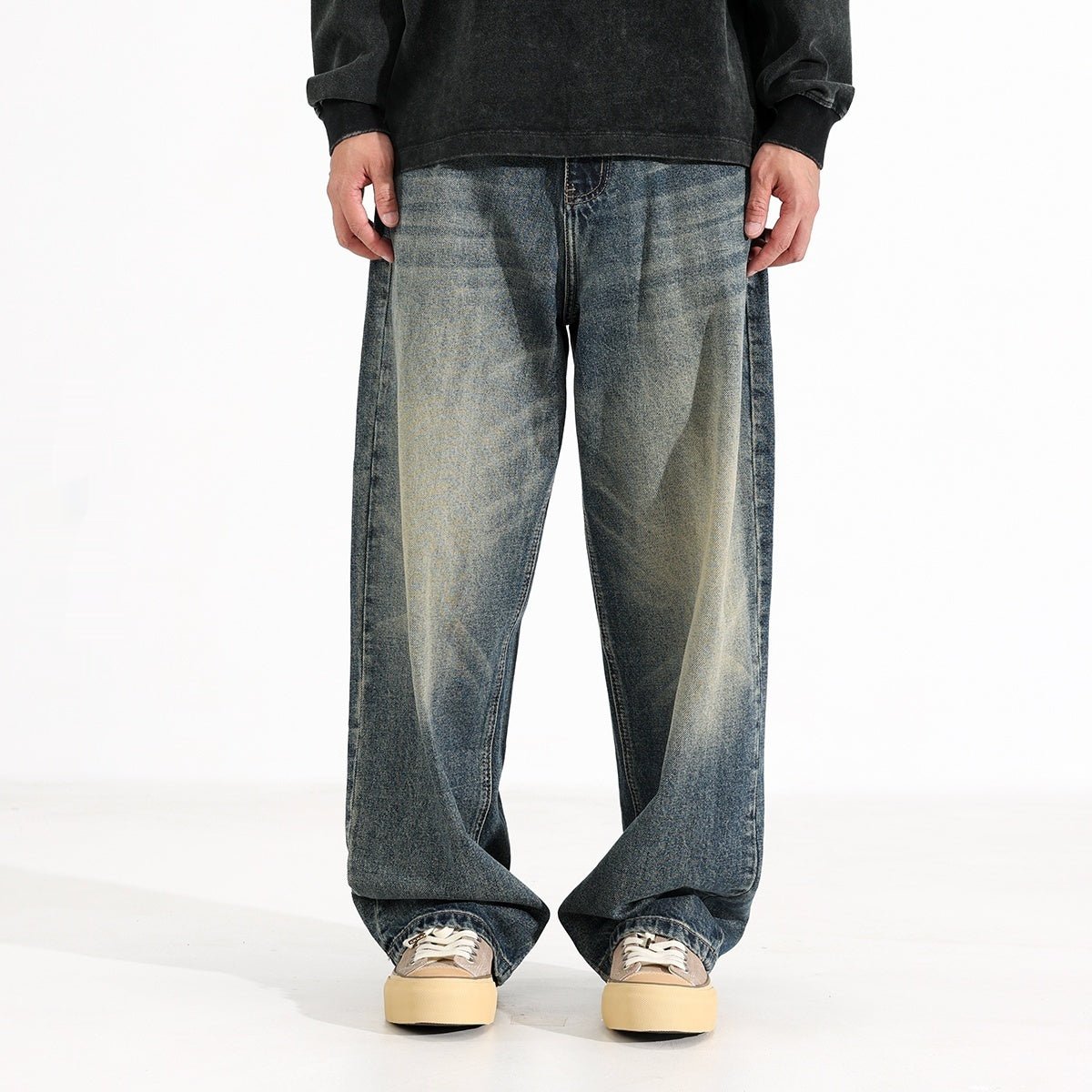 Vintage Denim Style Wide Leg Jeans