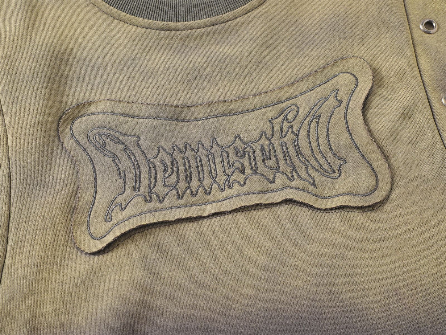 High Street Washed Distressed Embroidered Round Neck Sweater