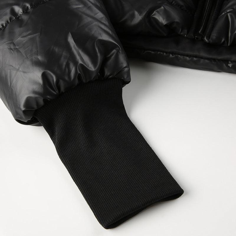 Mechanical Style Off-Shoulder Zipper Cotton Jacket