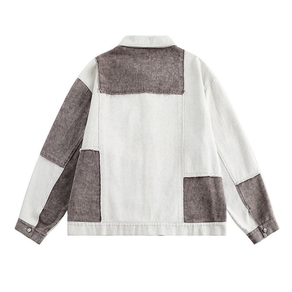 Color Patchwork Denim Jacket – Irregular Design