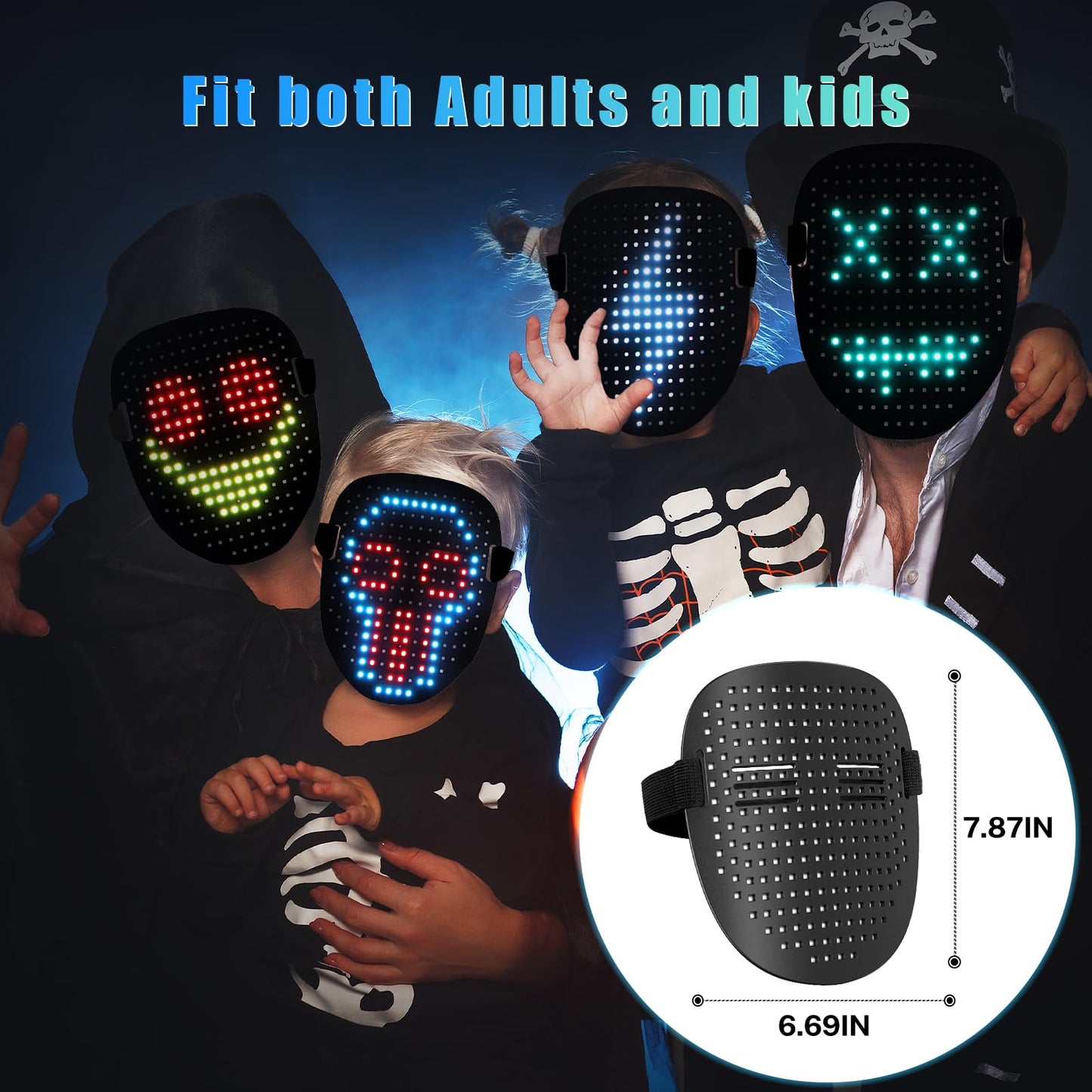 Mr.Pang LED Mask – Gesture-Sensing Light Up Mask for Halloween, Cosplay & Parties
