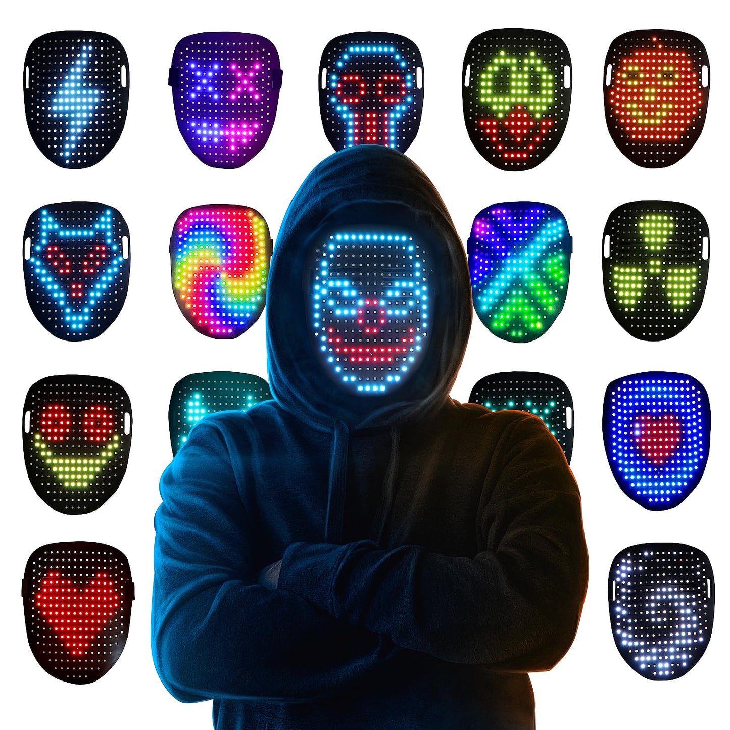 Mr.Pang LED Mask – Gesture-Sensing Light Up Mask for Halloween, Cosplay & Parties